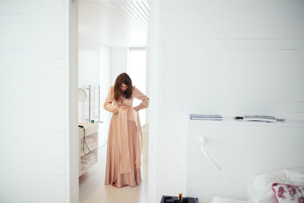 Bride getting ready inside the Fogo Island Inn